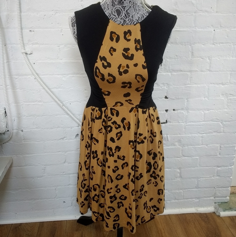 Eva Franco Cheetah Print Vest Illusion Dress